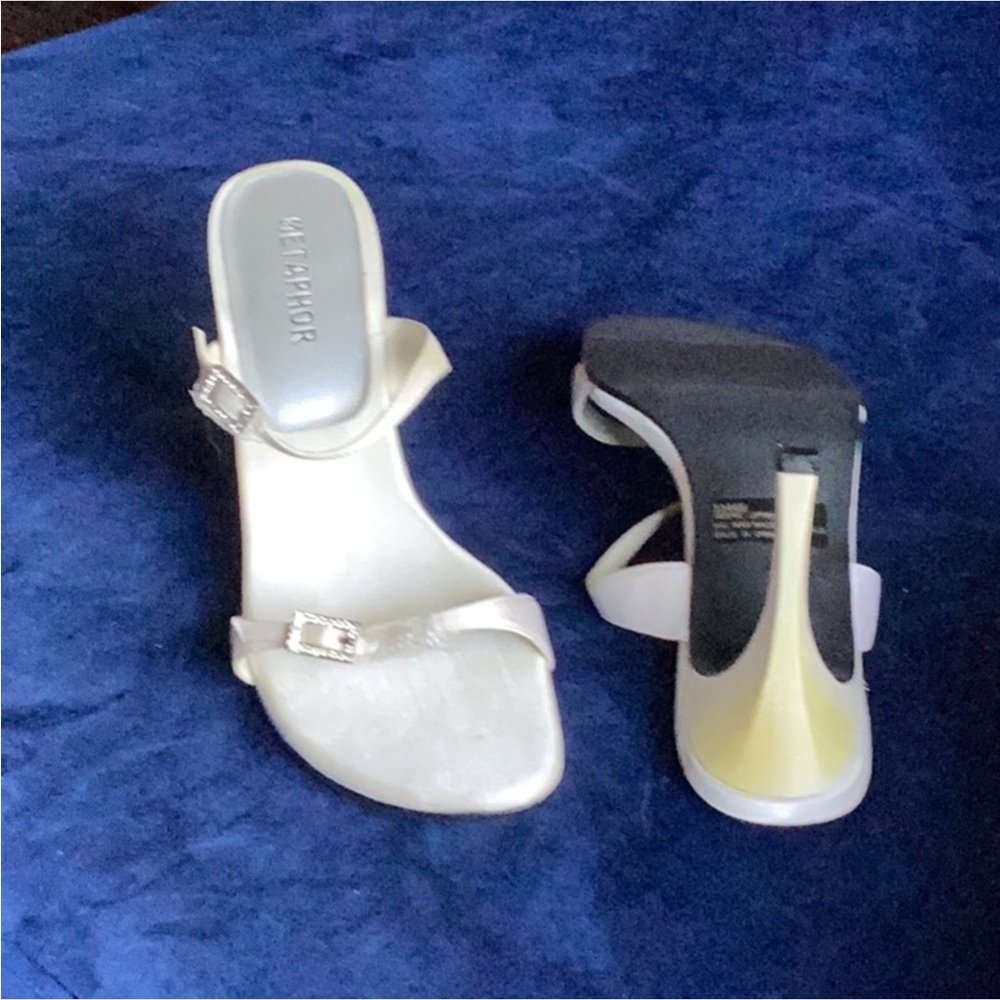 Metaphor White Heeled Sandals